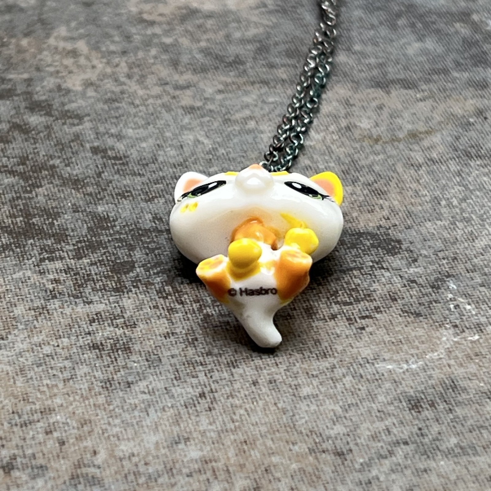 Littlest Pet Shop Hasbro Yellow Cat Necklace Charm Pendant Adult