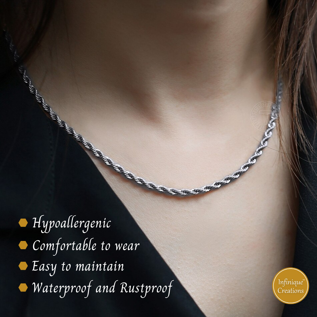 Stainless Steel Silver Rope Chain Bracelet Necklace Men Women 2mm to 8mm