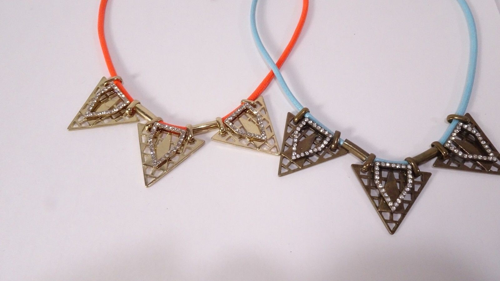 J.Crew Women’s Angelica Rope Brass Crystal Fan Necklace Blue and Orange