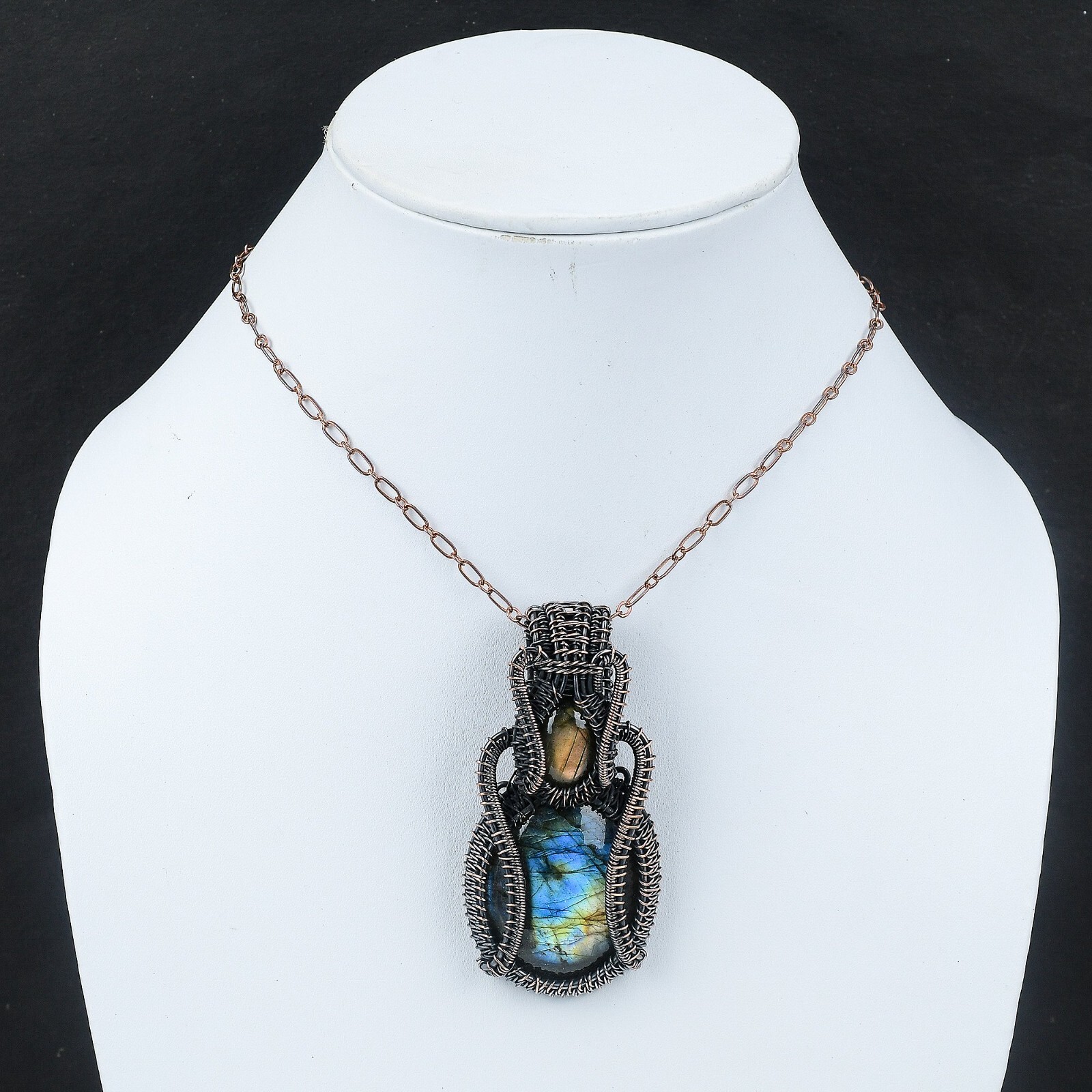 Labradorite Gemstone Jewelry Copper Love Gift Wire Wrapped Pendant 3.07″