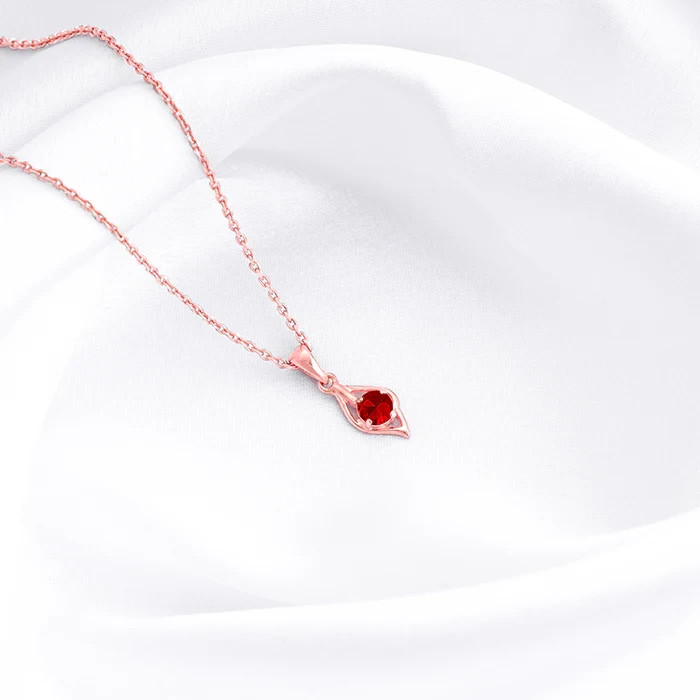 Handmade 18K Gold Plated Red Ruby Pendant – Elegant Jewelry for Women