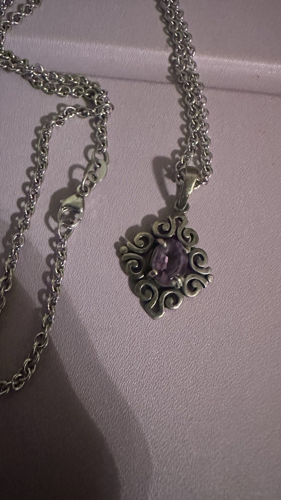 James Avery Spanish Lace Birthstone Pendant necklace Amethyst