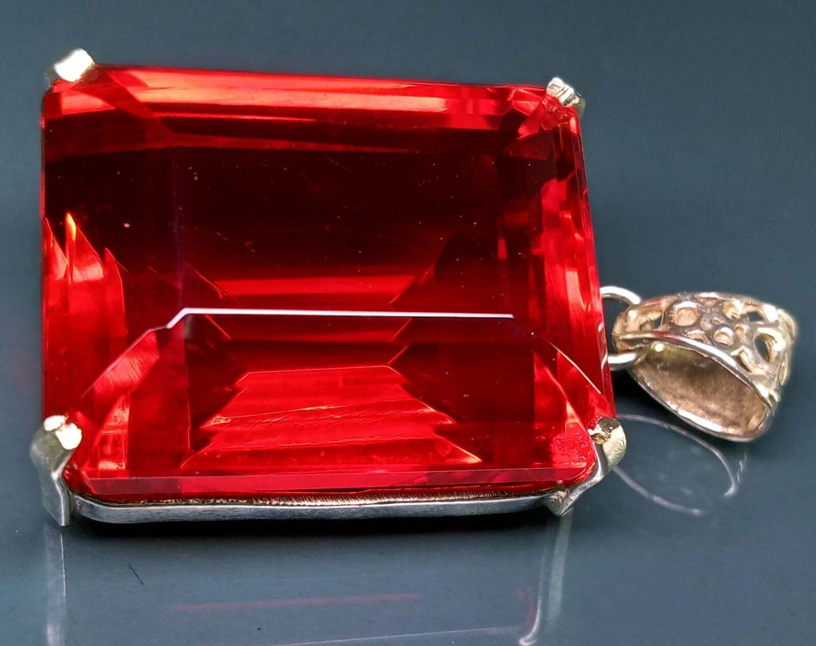 Natural Emerald Cut 135+ Ct Pendant Red Topaz Loose Gemstone Certified PD028