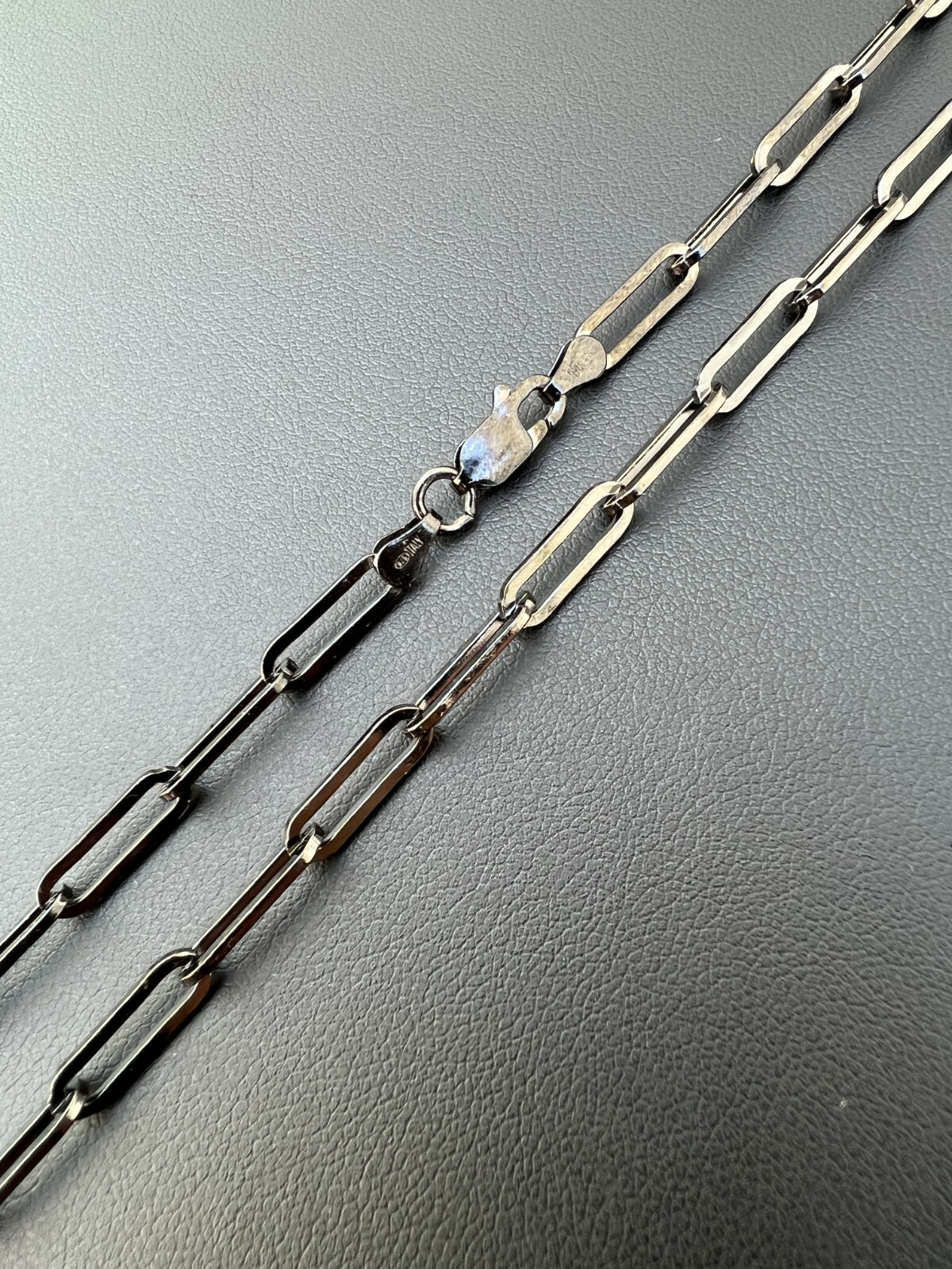 Black Rhodium Oxidized Real 925 Silver Paperclip Rolo Chain 4mm Necklace 14-24″