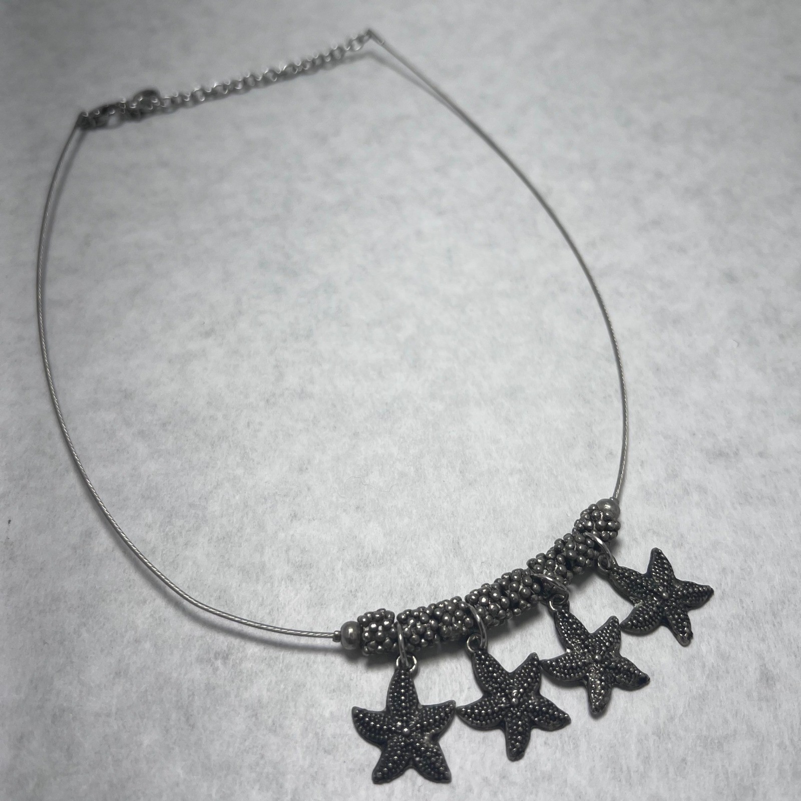 FeiFish Silver Tone Starfish Charm Choker Necklace Chain Beach Jewelry Boho 18″