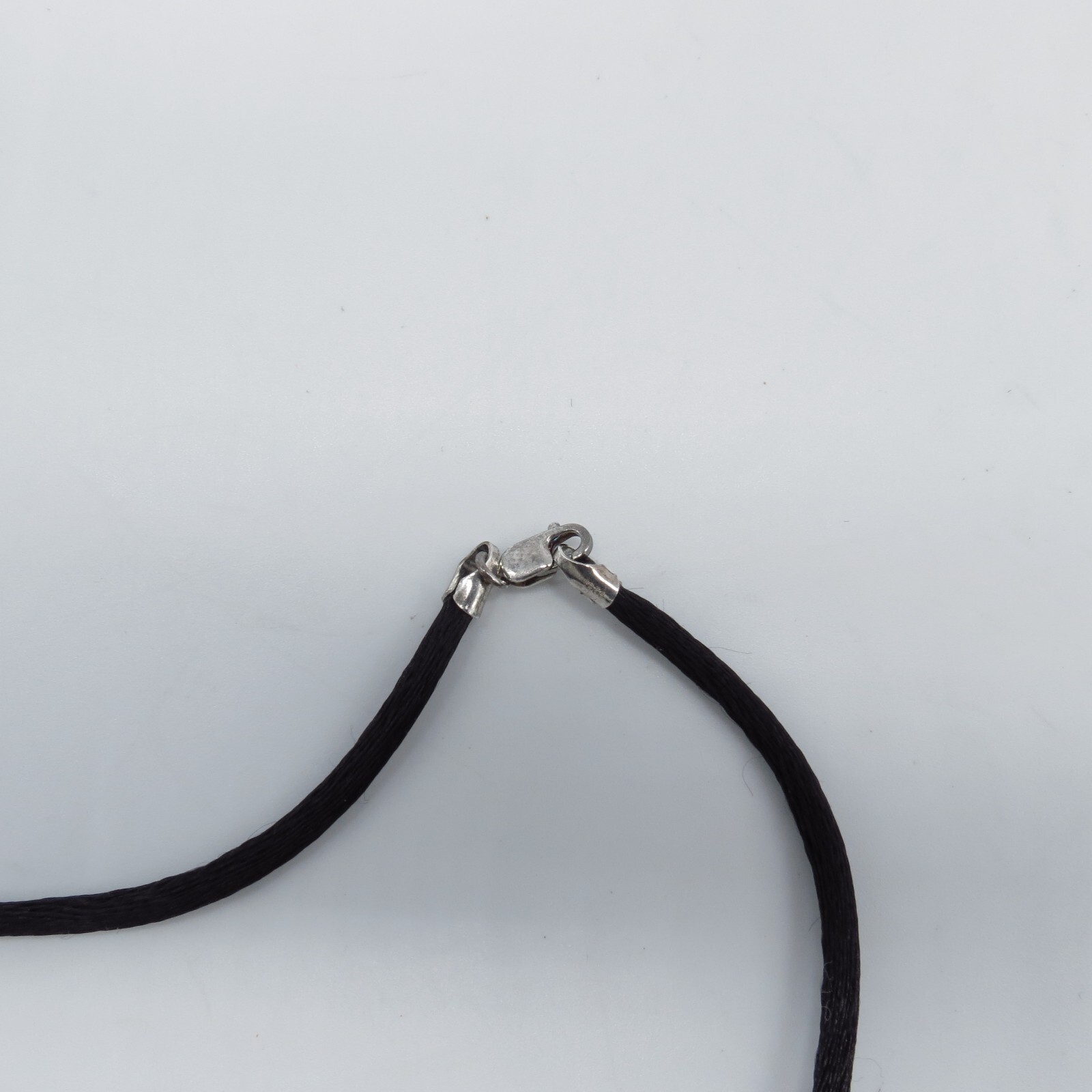 Berry Cluster Metal Pendant Necklace Funky Black Cord Sterling Silver Clasp 18″