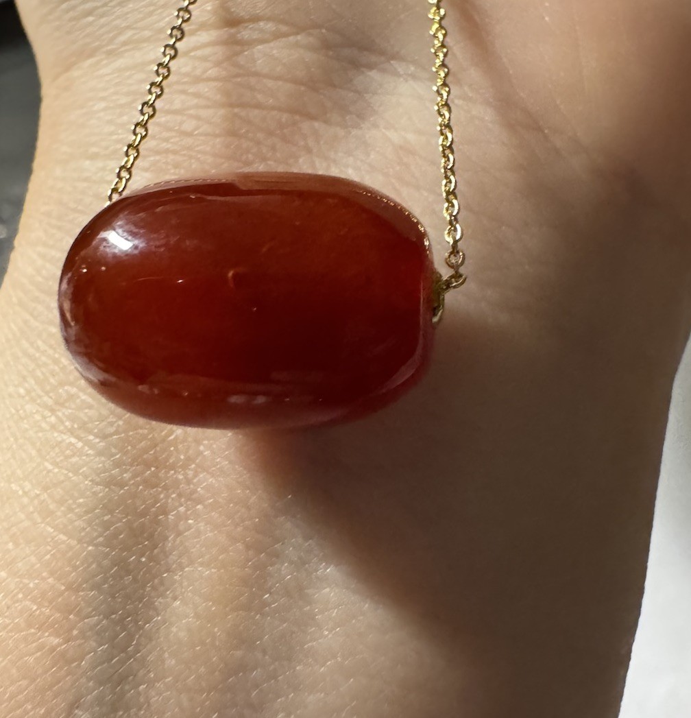 red agate 13x19mm 18k gold lulutong Pendant silver 925 Necklace NIB free shippin
