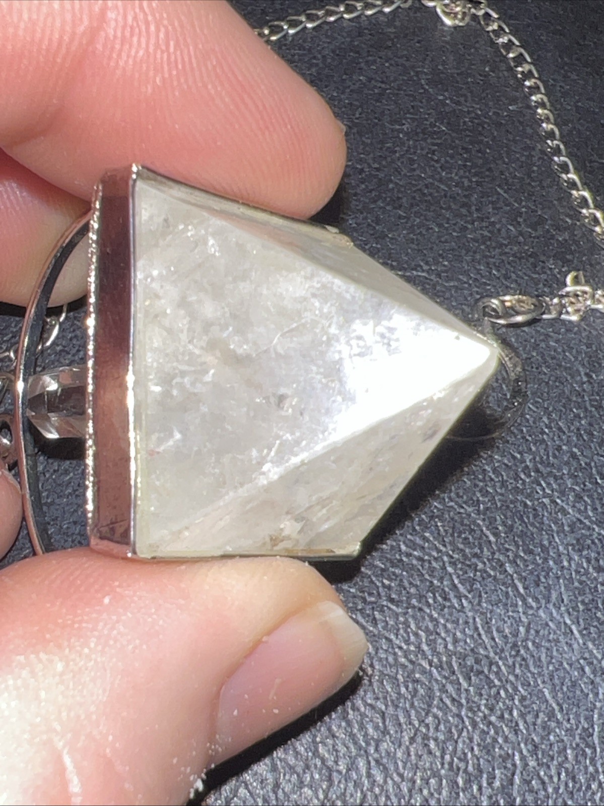Goddess Provisions Clear Crystal Quartz Pendant And Half Moon On Chain.
