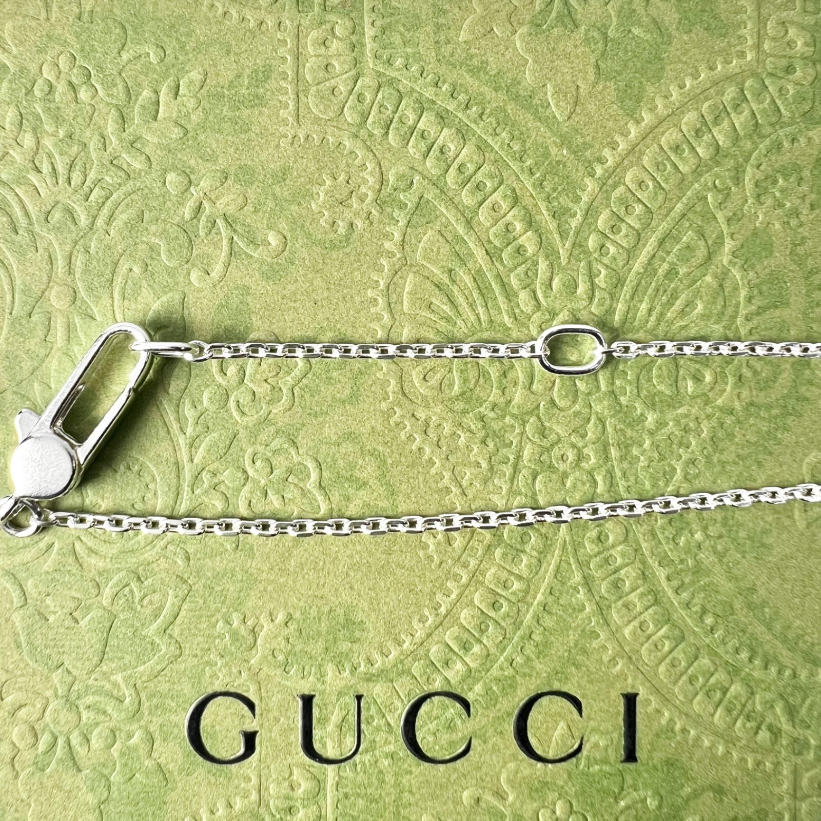 Gucci Square Plate Necklace Sterling Silver HBK775