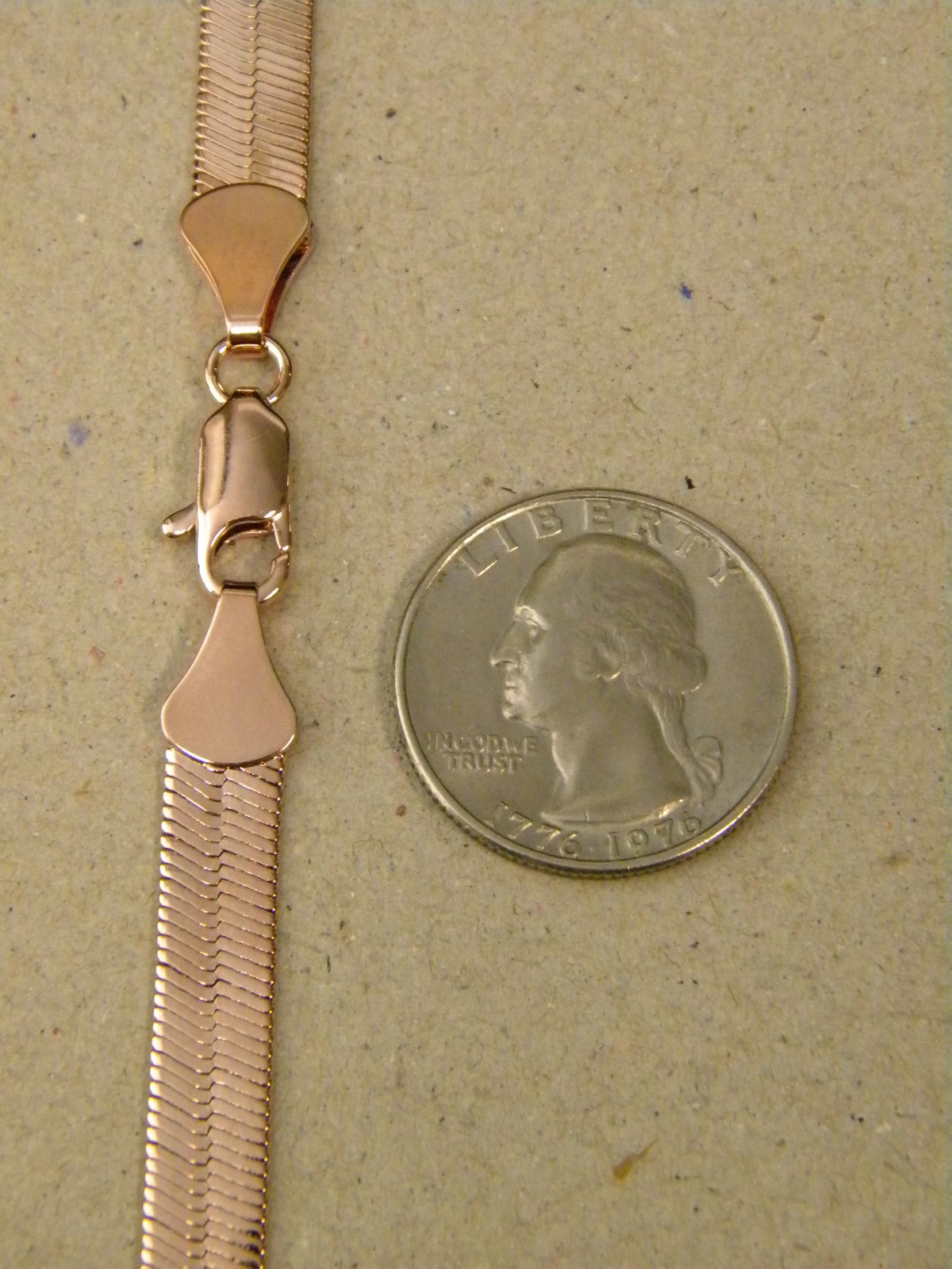 Men’s Lady’s 24in inch Long Rose Pink Gold Plated Herringbone Chain 7mm Wide