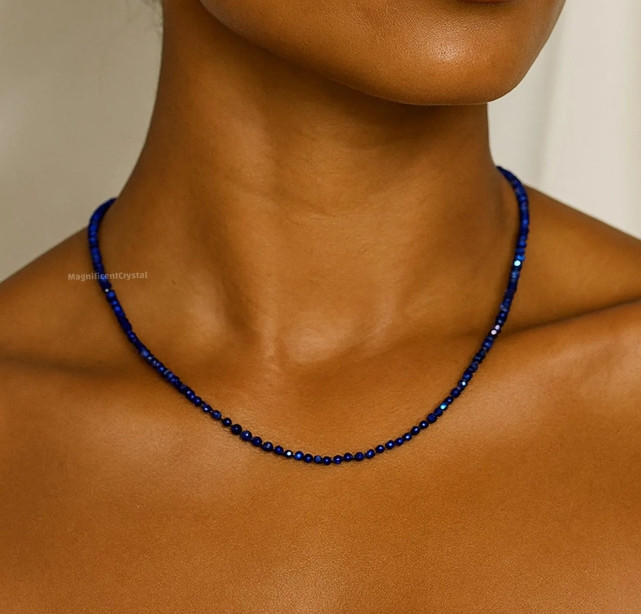 Natural Lapis Lazuli Choker Healing Blue Gemstone Necklace Healing Jewelry Gifts