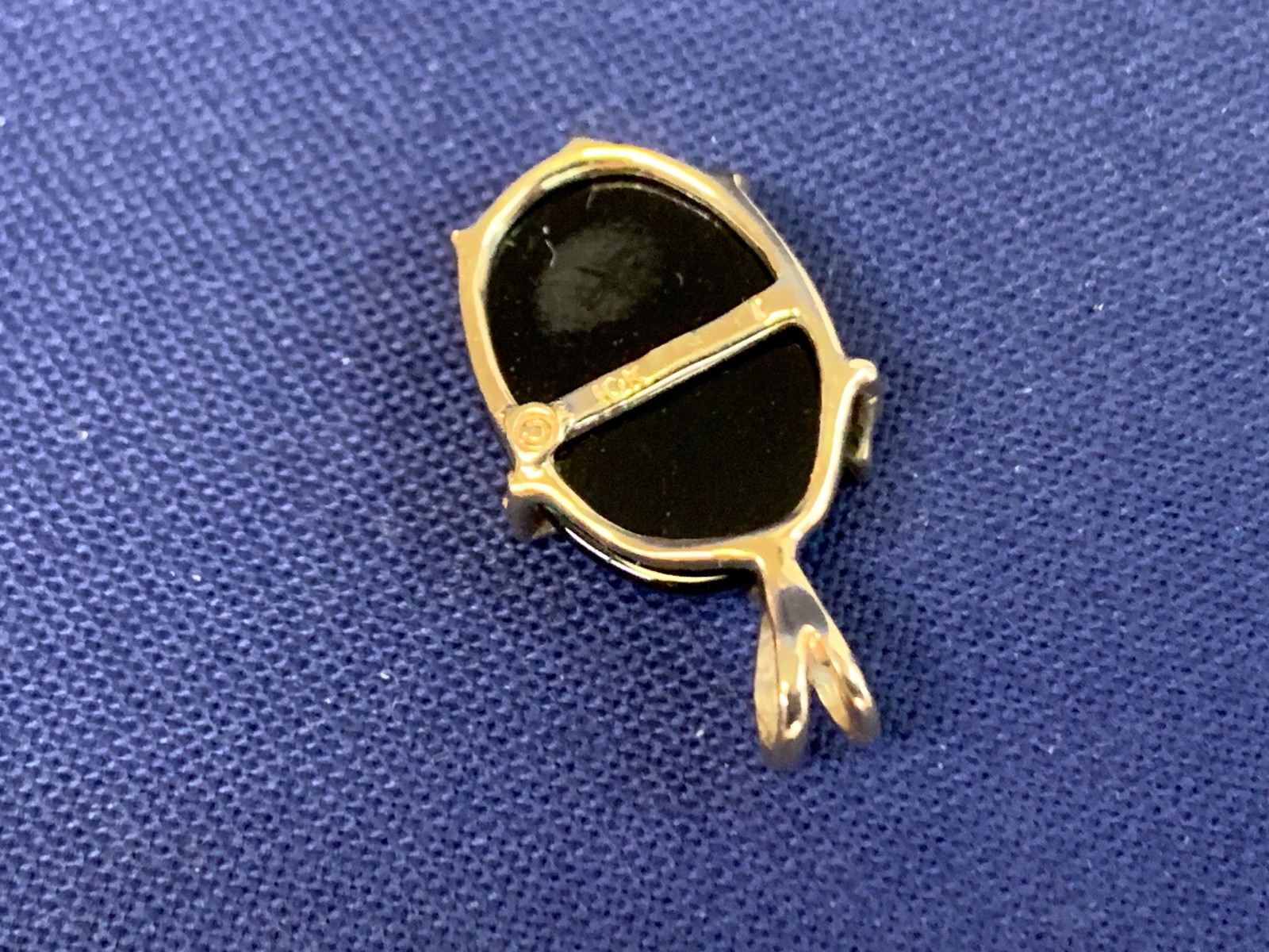 10K Yellow Gold Angel Pendant 1.67g Fine Jewelry Onyx Look Charm *READ*