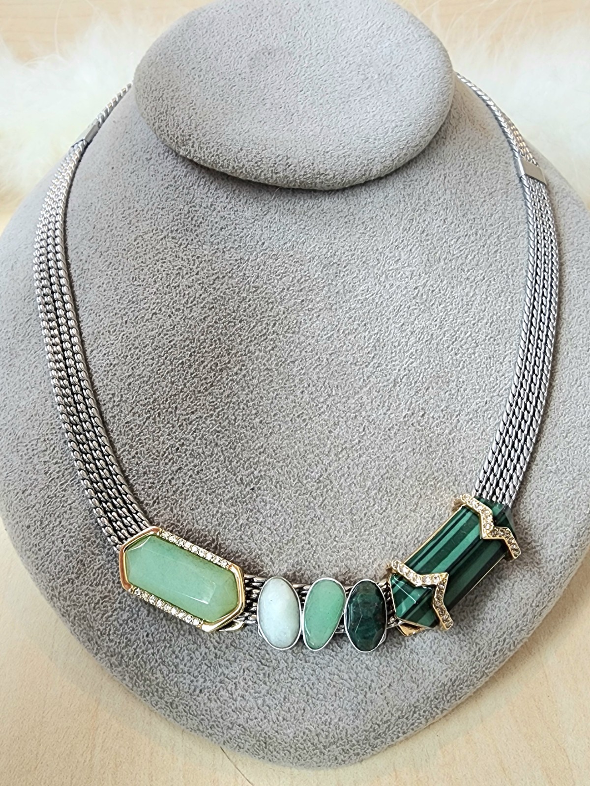 💎 Designer Green Semi-Precious Malachite Slider Charm Necklace – Key Marking