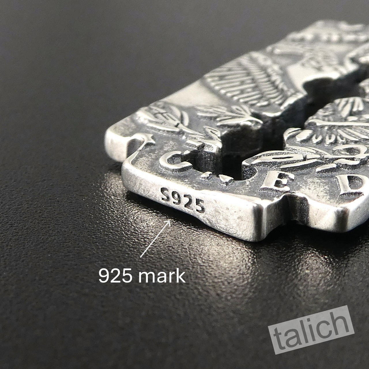 Solid 925 Sterling Silver Razer Blade Men’s Pendant Vintage Liberty Coin Detail