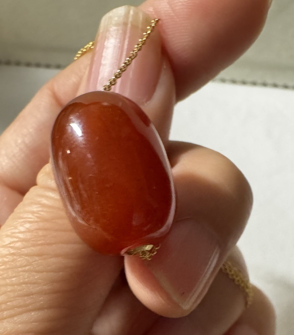 red agate 13x19mm 18k gold lulutong Pendant silver 925 Necklace NIB free shippin