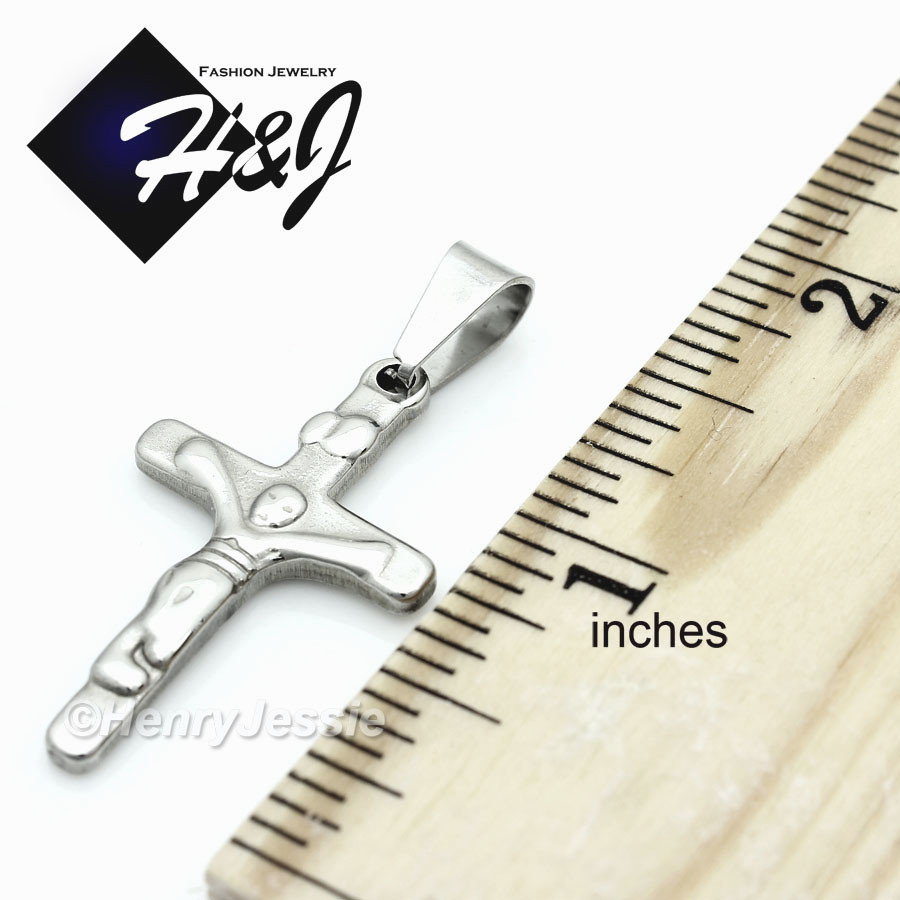 16-32″MEN Stainless Steel 3mm Silver Curb Chain Necklace JESUS Cross Pendant*J12