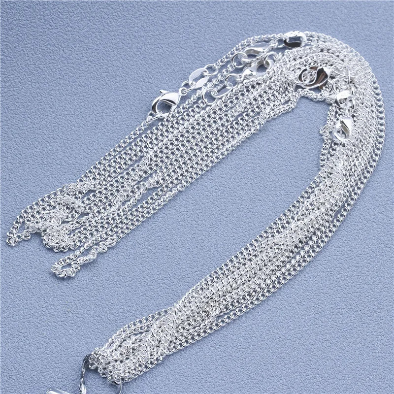 925 Sterling Silver Necklace Rolo Figaro Chain 16-30 Inch Women Jewelry