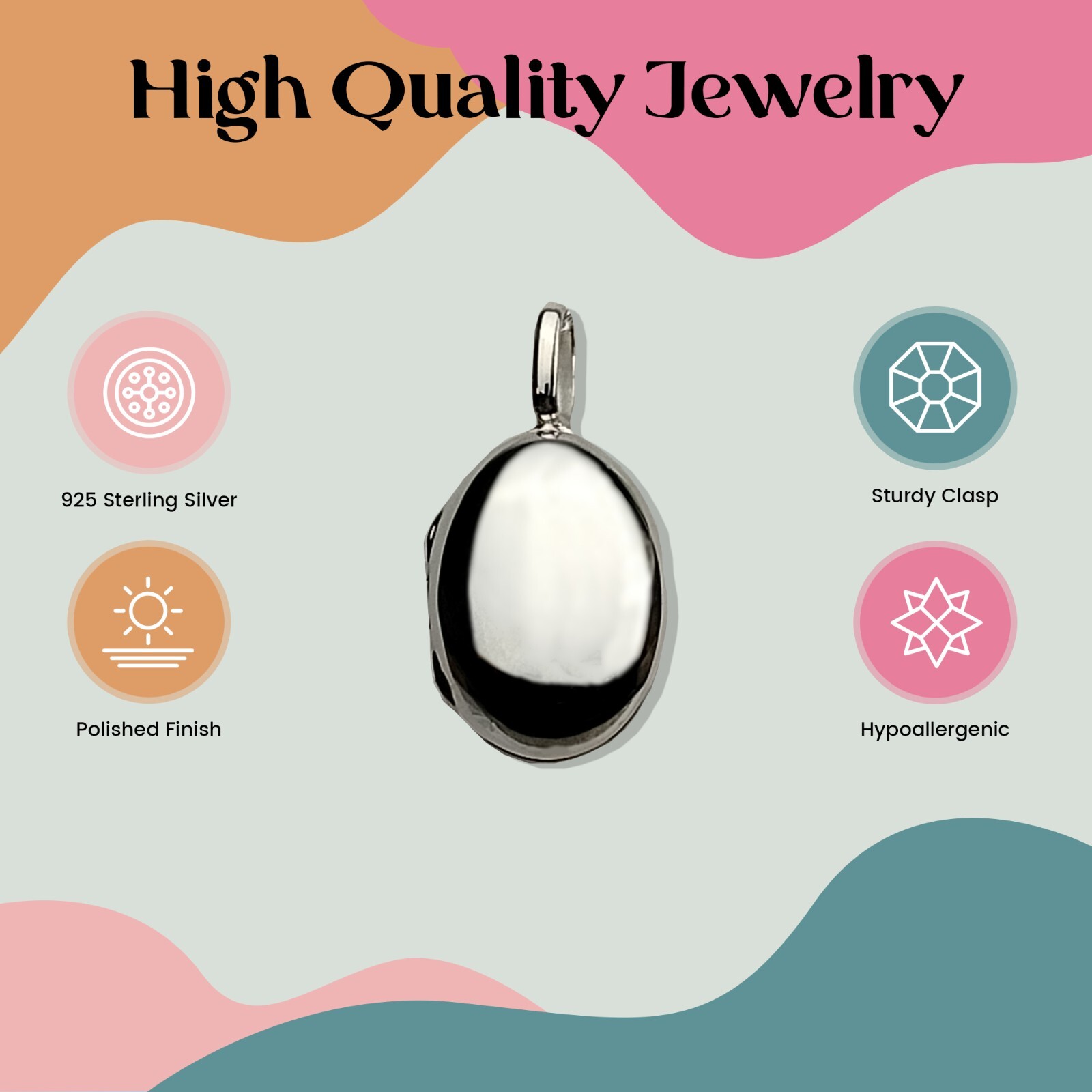 FashionJunkie4Life Sterling Silver Polished Locket with Large Bail, 18″ Chain