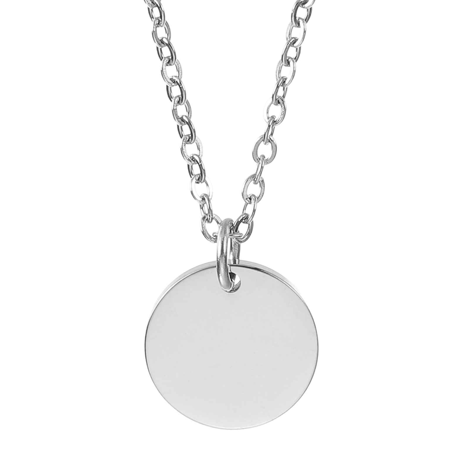 Stainless Steel Round Pendant Necklace for Men and Women, Stamping Blank Engr…
