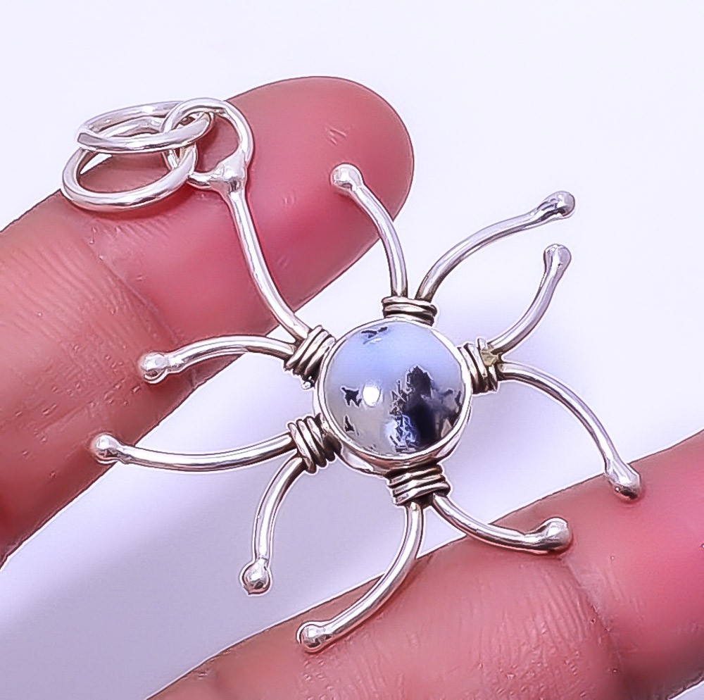 Dendritic Opal – Brazil 925 Sterling Silver Jewelry Pendant 1.95″ P0-12