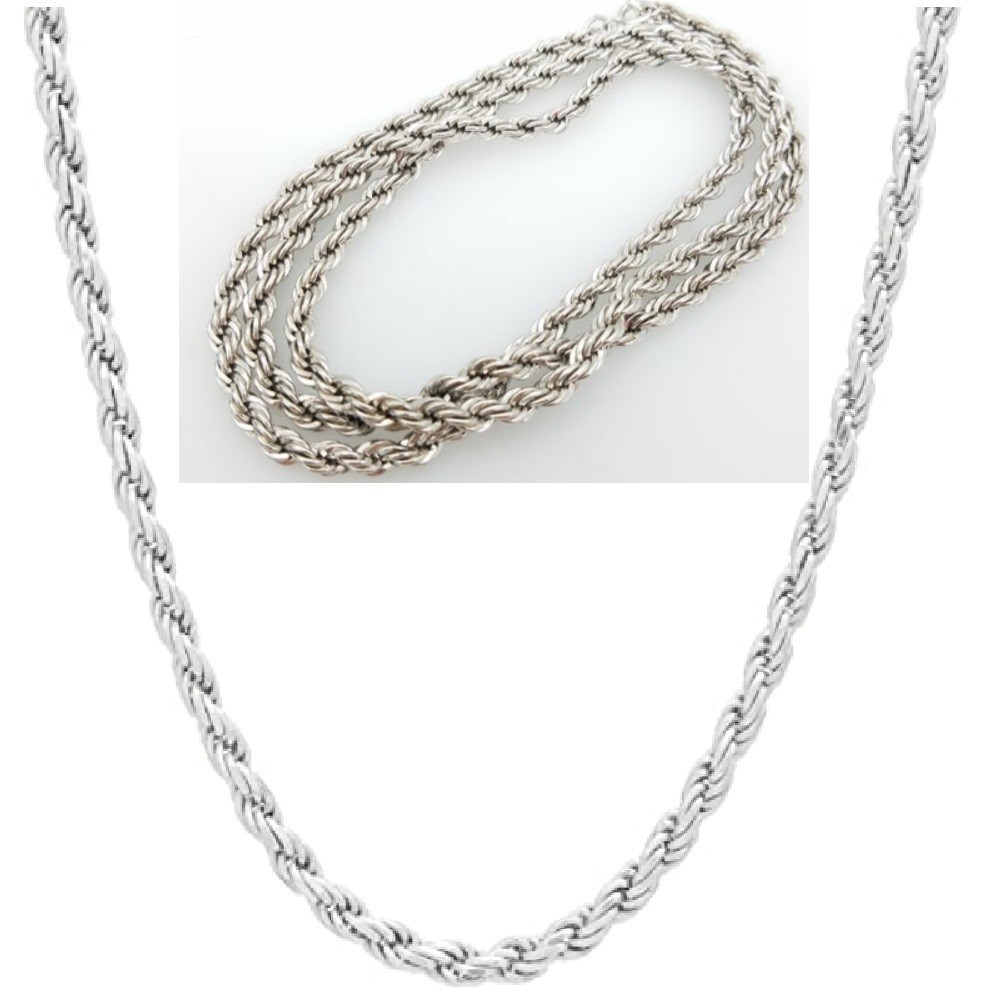 18K White Gold Plated GP HypoAllergenic 4mm wide Chunky Rope Chain Necklace T445