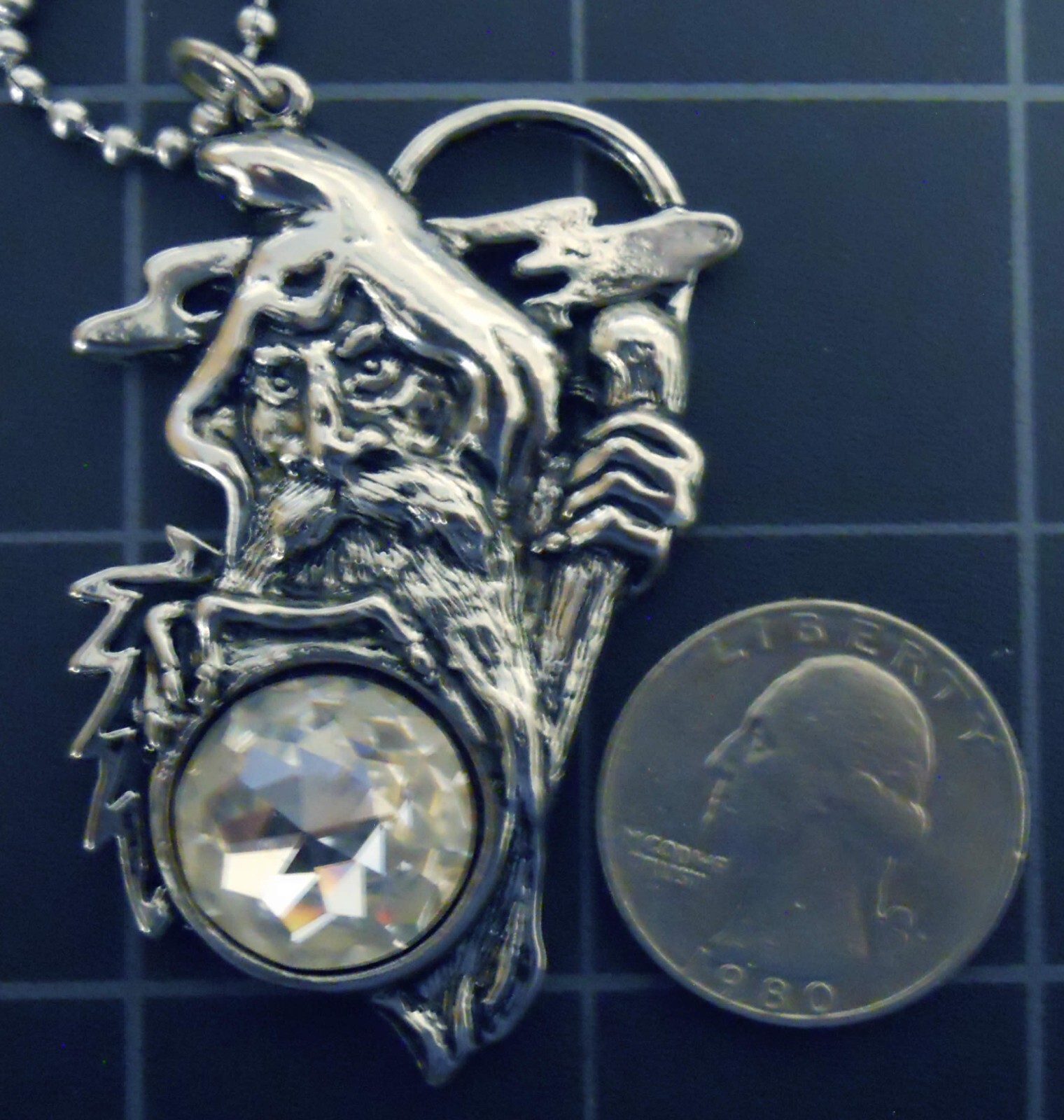 WIZARD Moon Scepter Dresden Pendant Stainless Ball Chain New Crystal Necklace