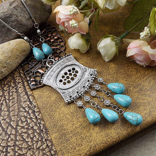 20 style Vintage Women’s Tibetan Silver Turquoise Beads String Pendant Necklace