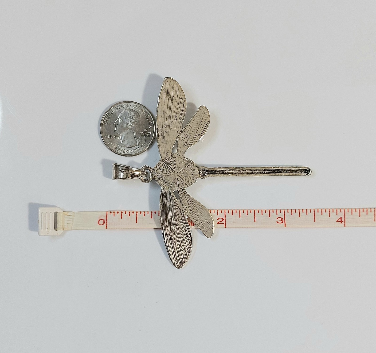 Dragonfly Silver Necklace Pendant with Turquoise Accent – Women’s Jewelry
