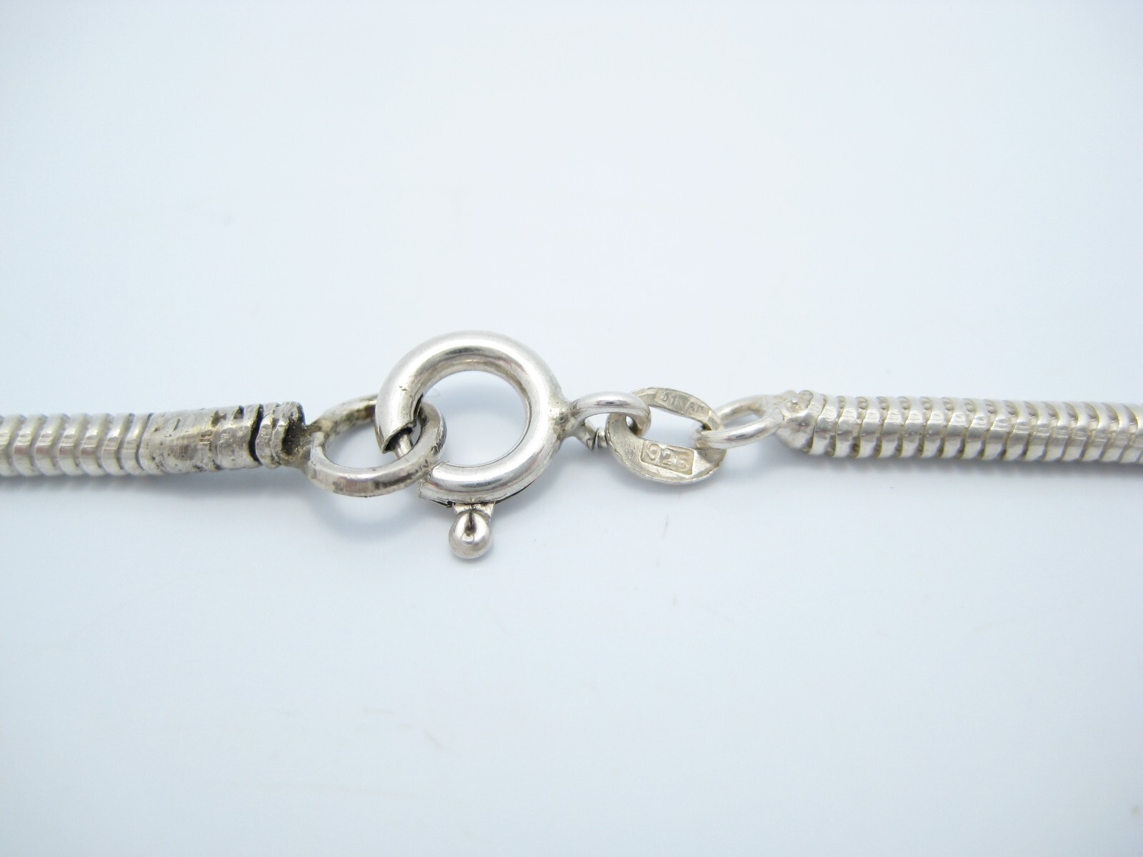 150 AR 800 Silver 2.2mm Snake Lady Figure Pendant Chain Link Necklace 16″