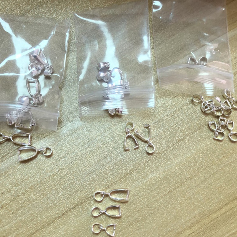 50PCS S 925 Sterling Silver Findings Bail Connector Bale Pinch Clasp Pendant NEW