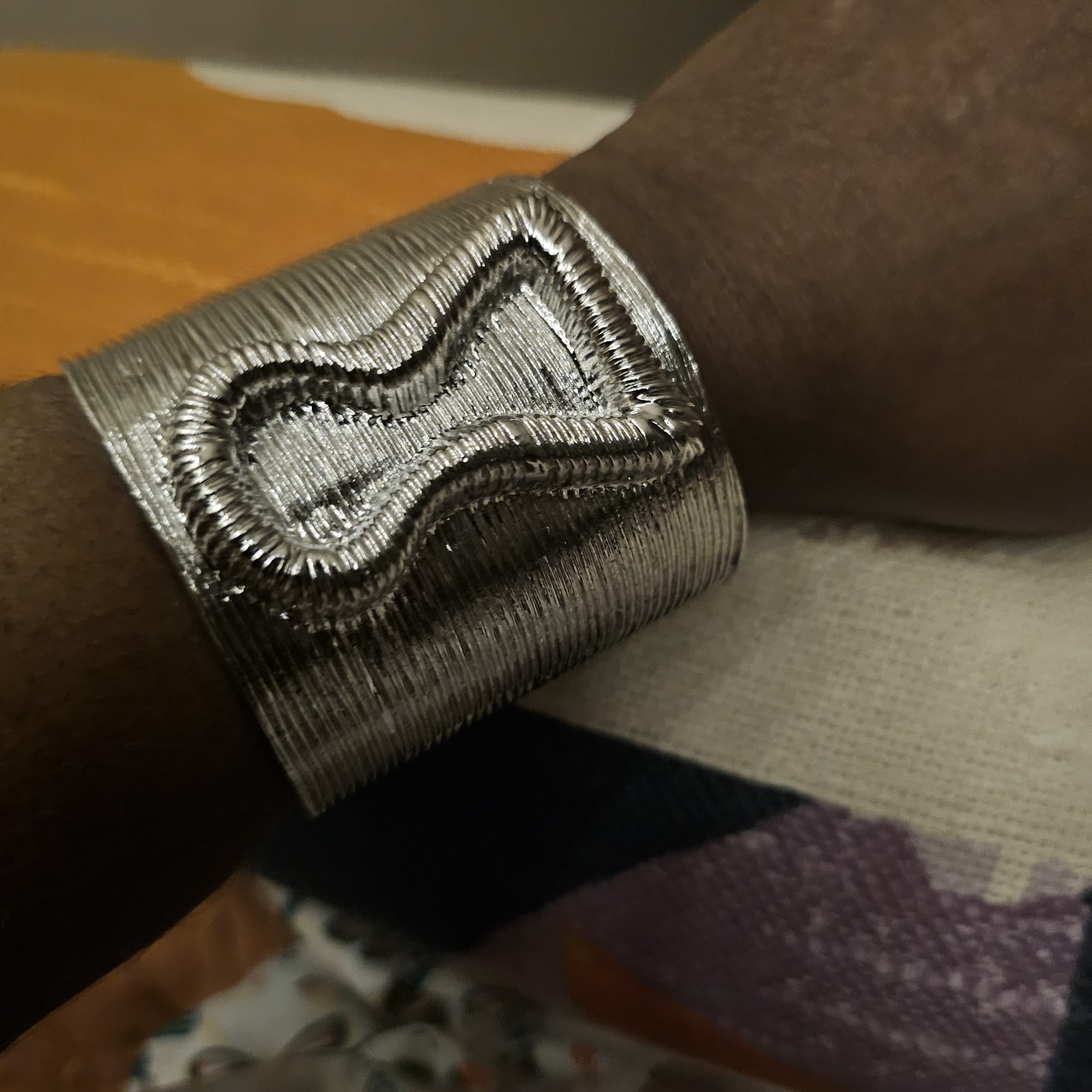 KeyHole Schiaparelli Inspired 3 In SILVER Cuff Fits 6.5-8.5 Inch Wrist
