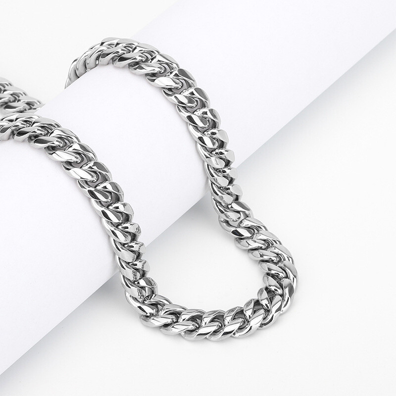 316L Stainless Steel Miami Cuban Link Chain 5mm Silver For Men Women 20″-30″