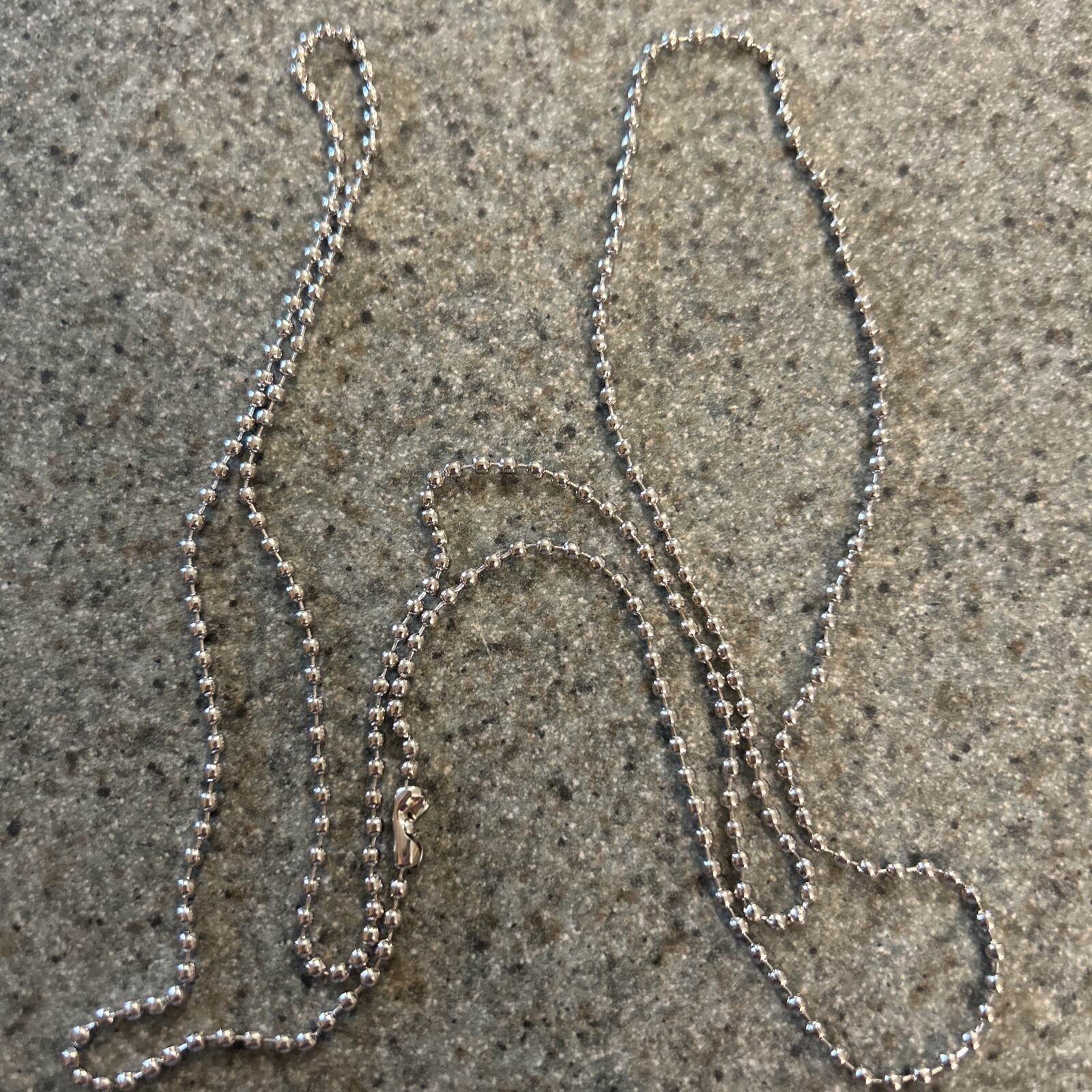 One 24″ Nickel Plated Steel Ball Chain Necklace 24″ Long Great 4 Dog Tags – New!