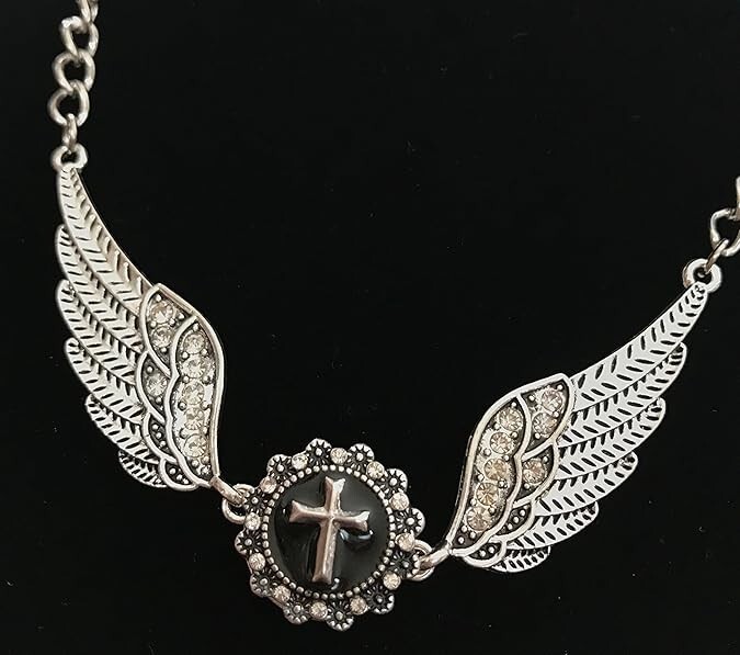 Snap Jewelry Necklace Angel Wing Rhinestone fits 18-20mm Ginger Style Charm 24″