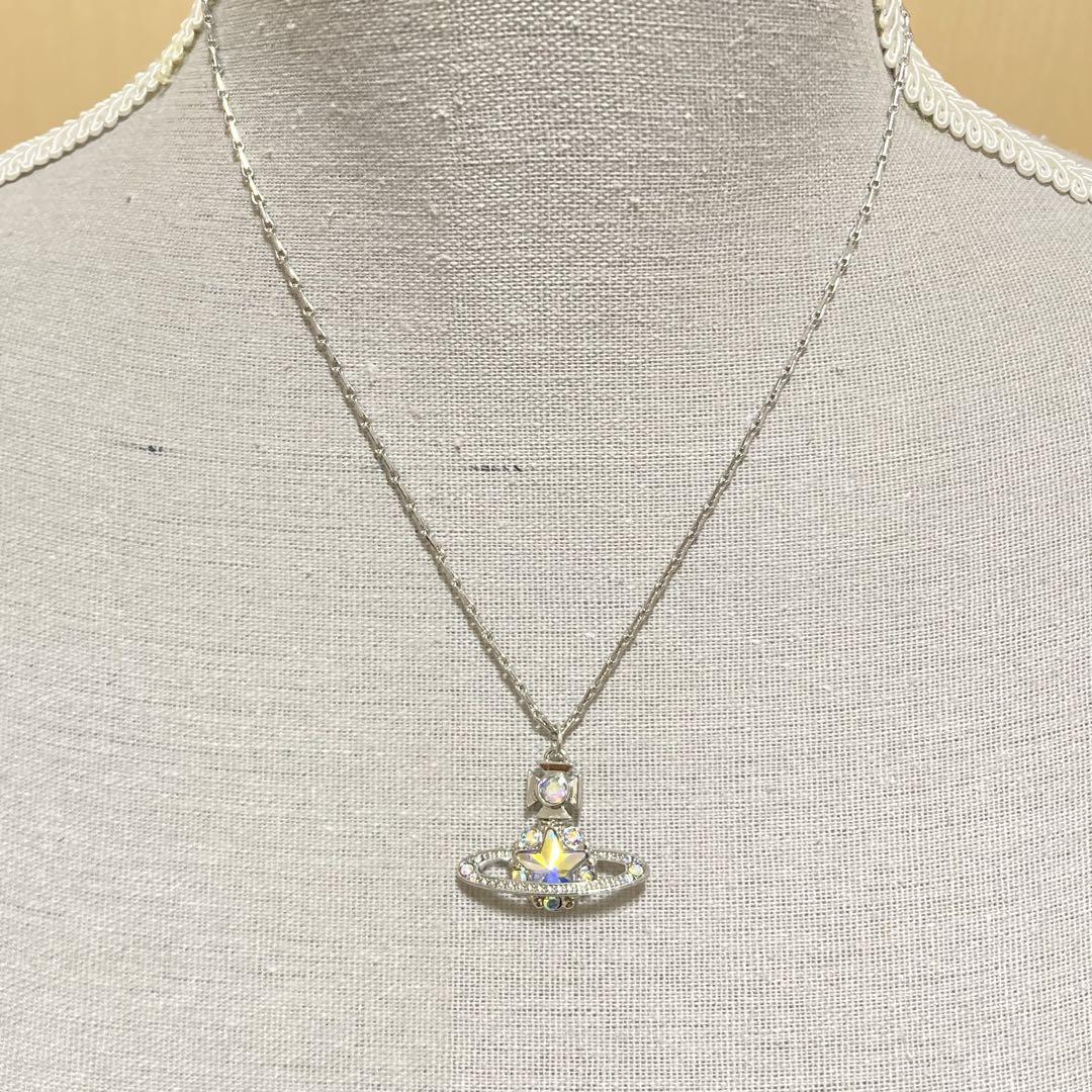 Vivienne Westwood Necklace Star Orb Silver Rhinestone w/drawstring