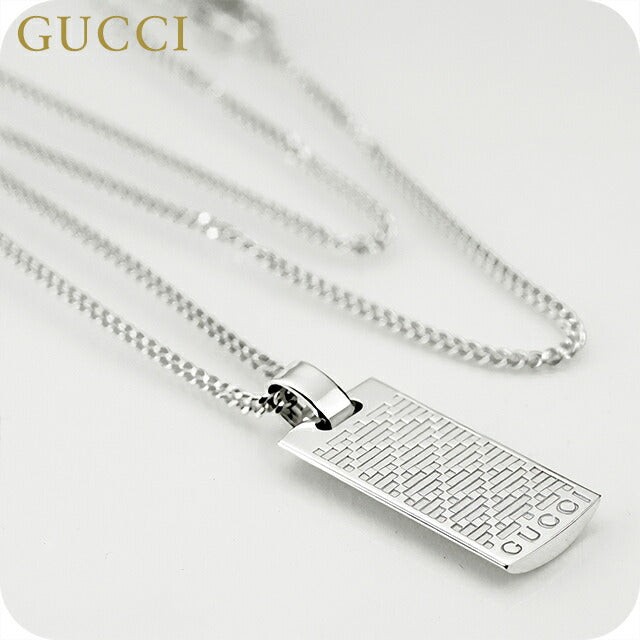 Gucci Necklace Men’s Women’s Brand GUCCI Diamante Plate Logo Silver