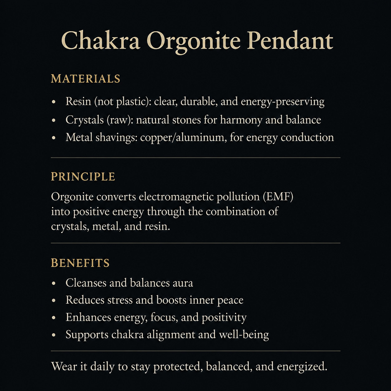 7 Chakra Orgone Pendant Om Healing Crystal Necklace Energy Generator Gift