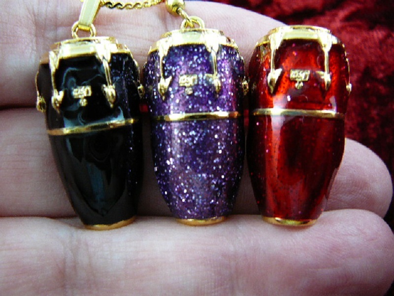(M-317-C) pick 1 of 11 colors CONGA DRUM PENDANT jewelry NECKLACE drums SALE