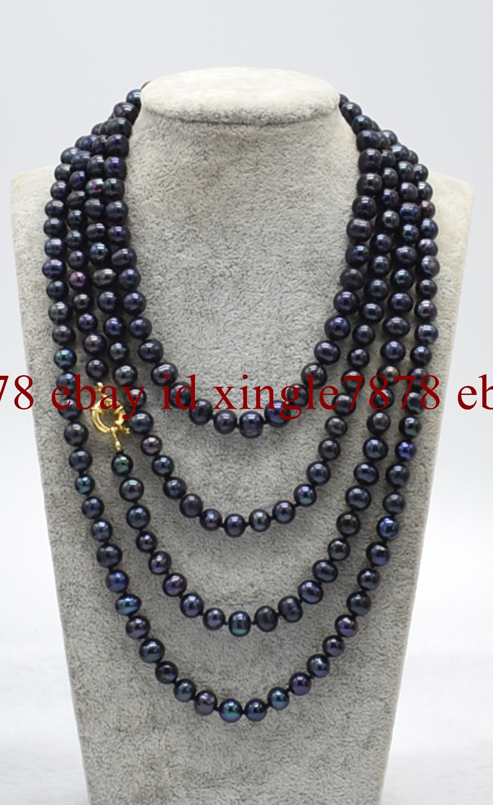 Natural 7-8mm Black Freshwater Cultured Pearl Necklace 18-100″