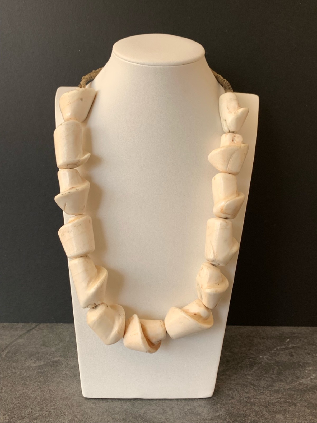 Rare Large Naga Conch Beads, 15-25-35mm, 1.25-1.5″, 24″ length Necklace 83
