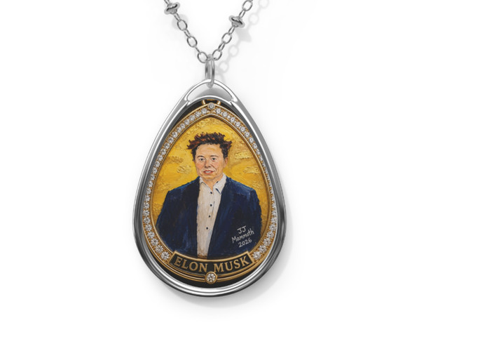 The Man Who Dreamed Beyond Earth Original Acrylic Portrait Pendant By JJmammoth