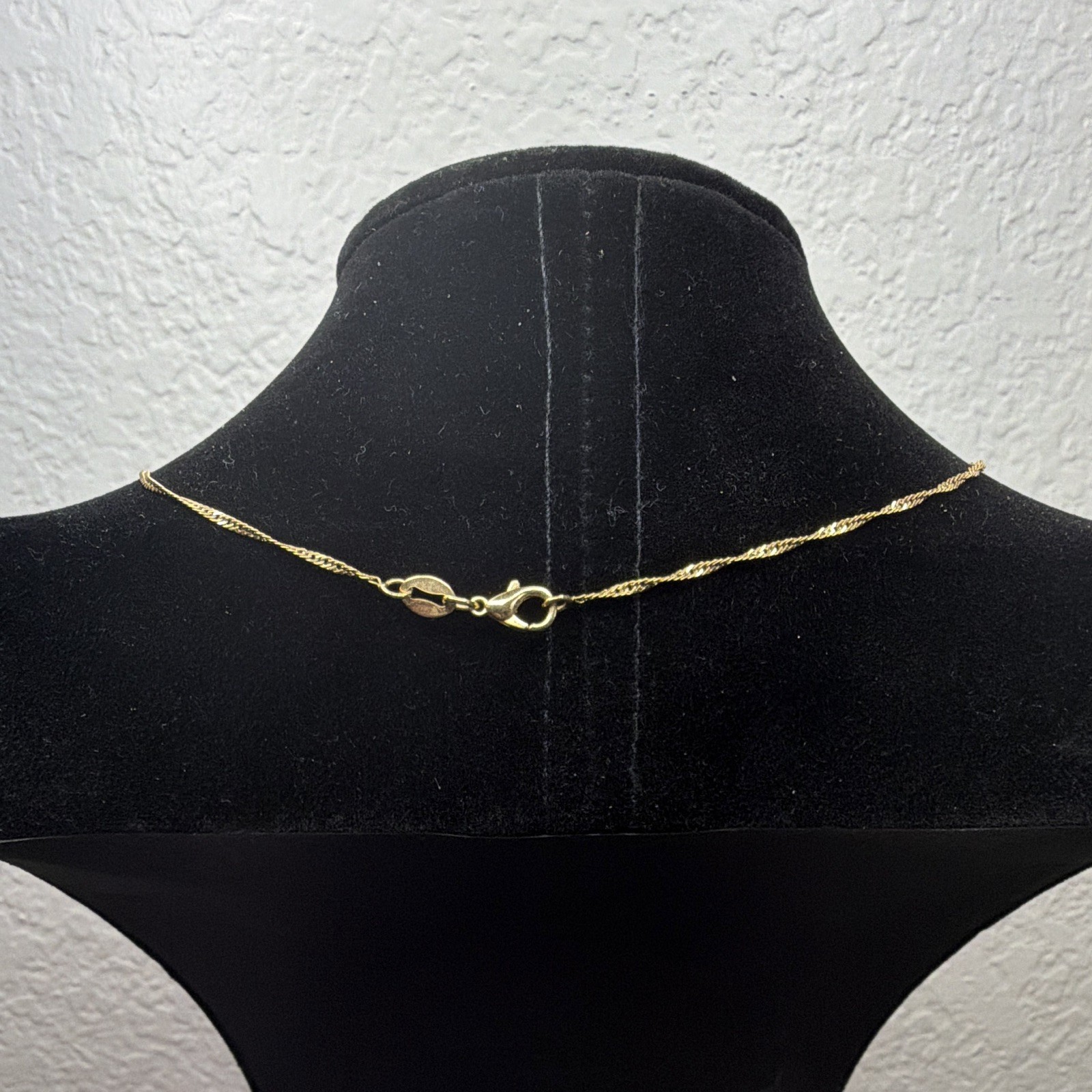 Gold Tone Rope Chain Necklace Spring Ring Celestial Crescent Moon Charm No Stone