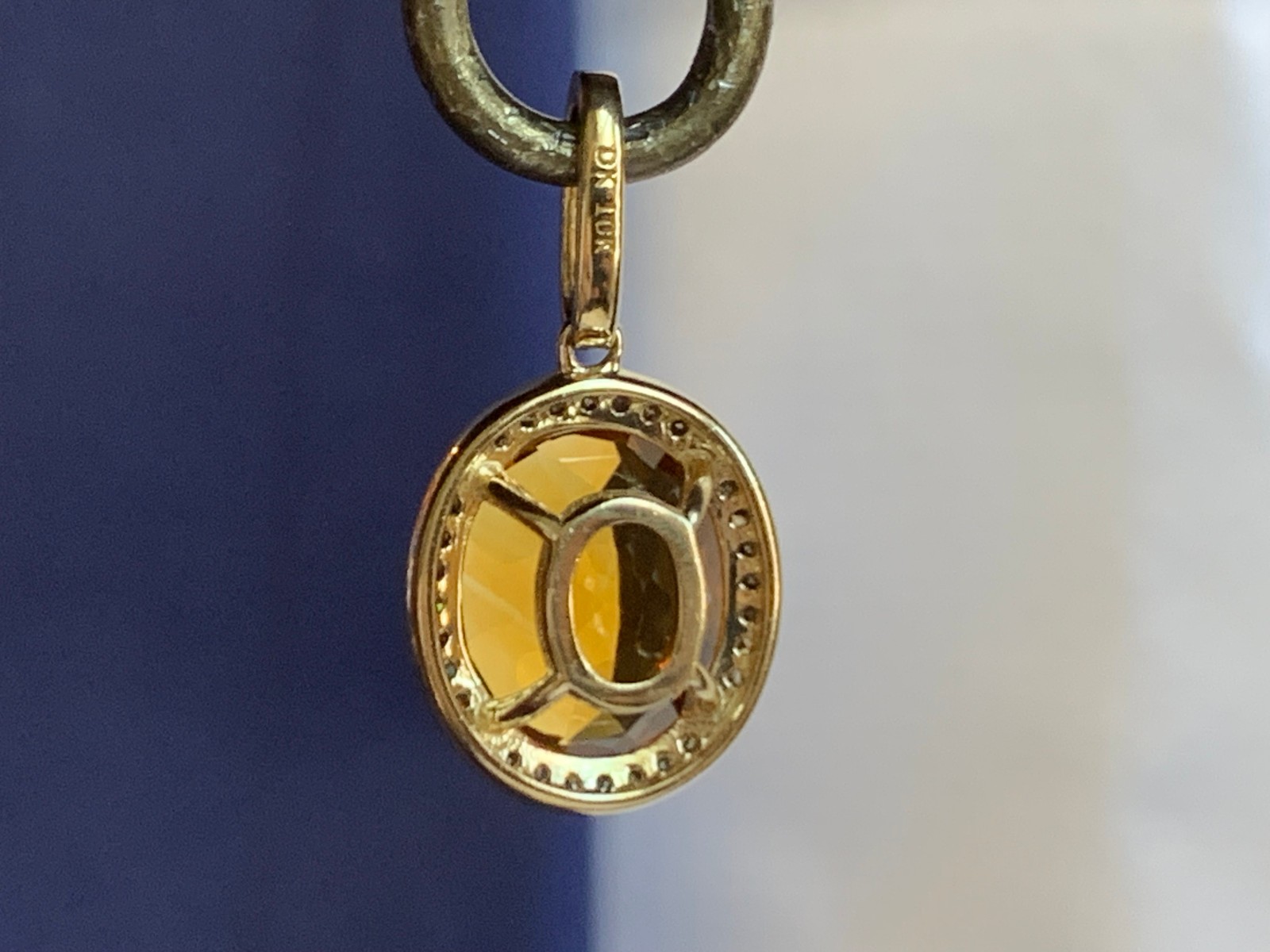 10K Yellow Gold Pendant 2.33g Fine Jewelry Citrine Color & Clear Charm *READ*