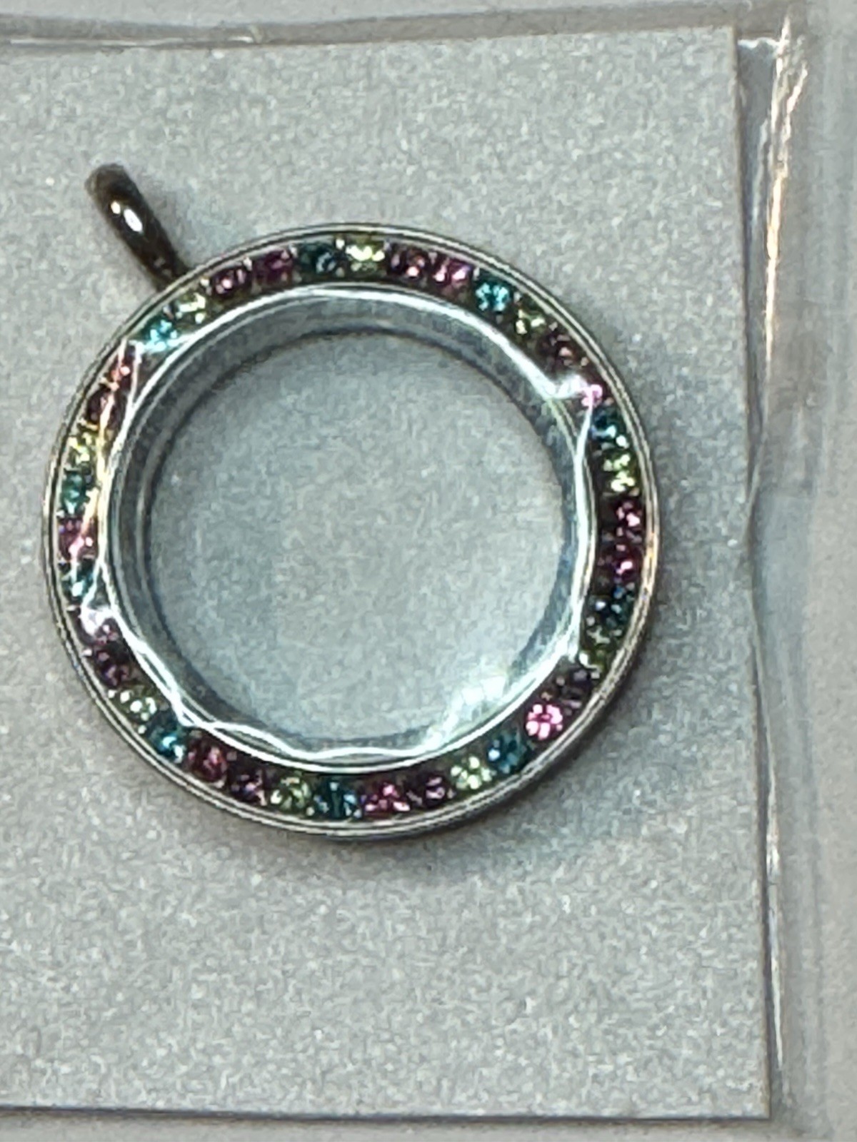 Origami Owl Medium Twist Locket – Silver Tone w/ Multi Color Swarovski Crystals