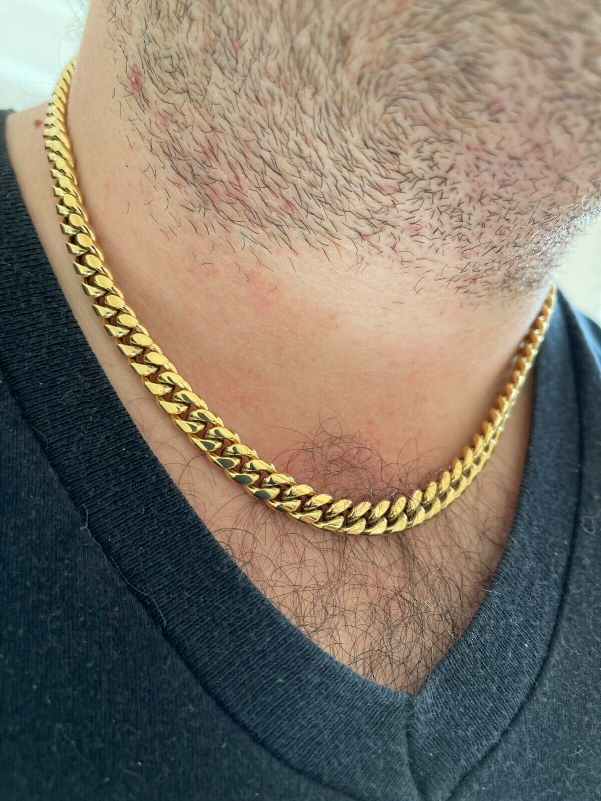 Miami Cuban CHOKER Chain 14k Gold Plated Stainless Steel Mens Boys Necklace 18″