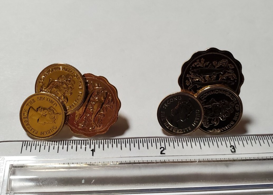 Goldtone Coin Cluster Earrings Great Britain