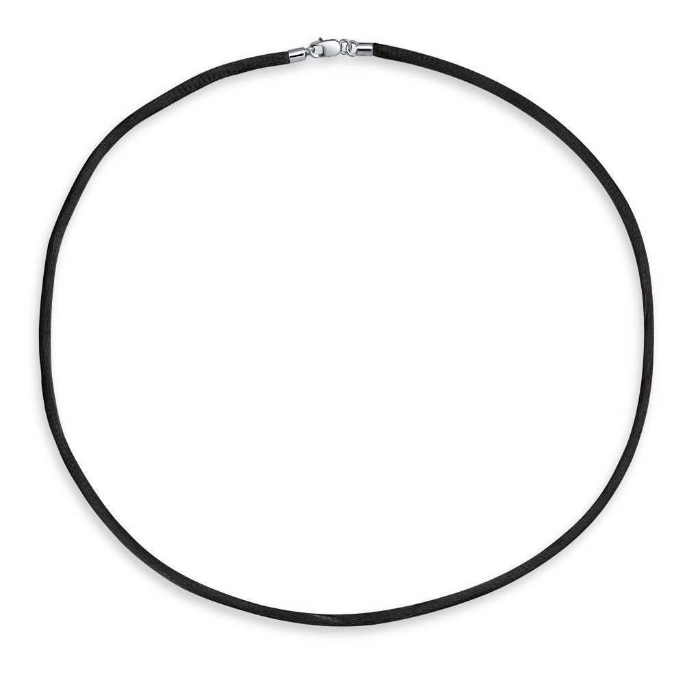Set of 3 Soft Satin Silk Cord Necklace Sterling Silver Clasp Multiple Lengths
