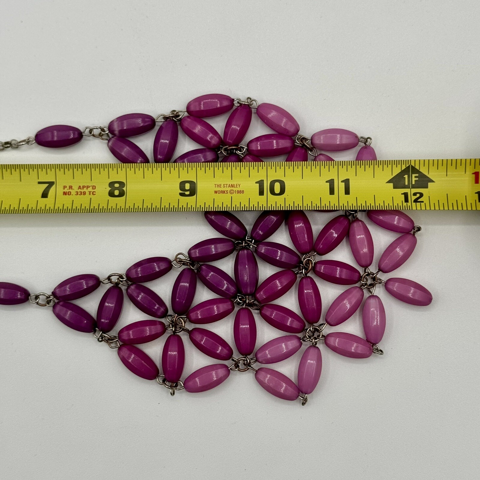 Chunky Floral Bib Necklace Purple Fade Pave Link Statement Designer Up To 24”