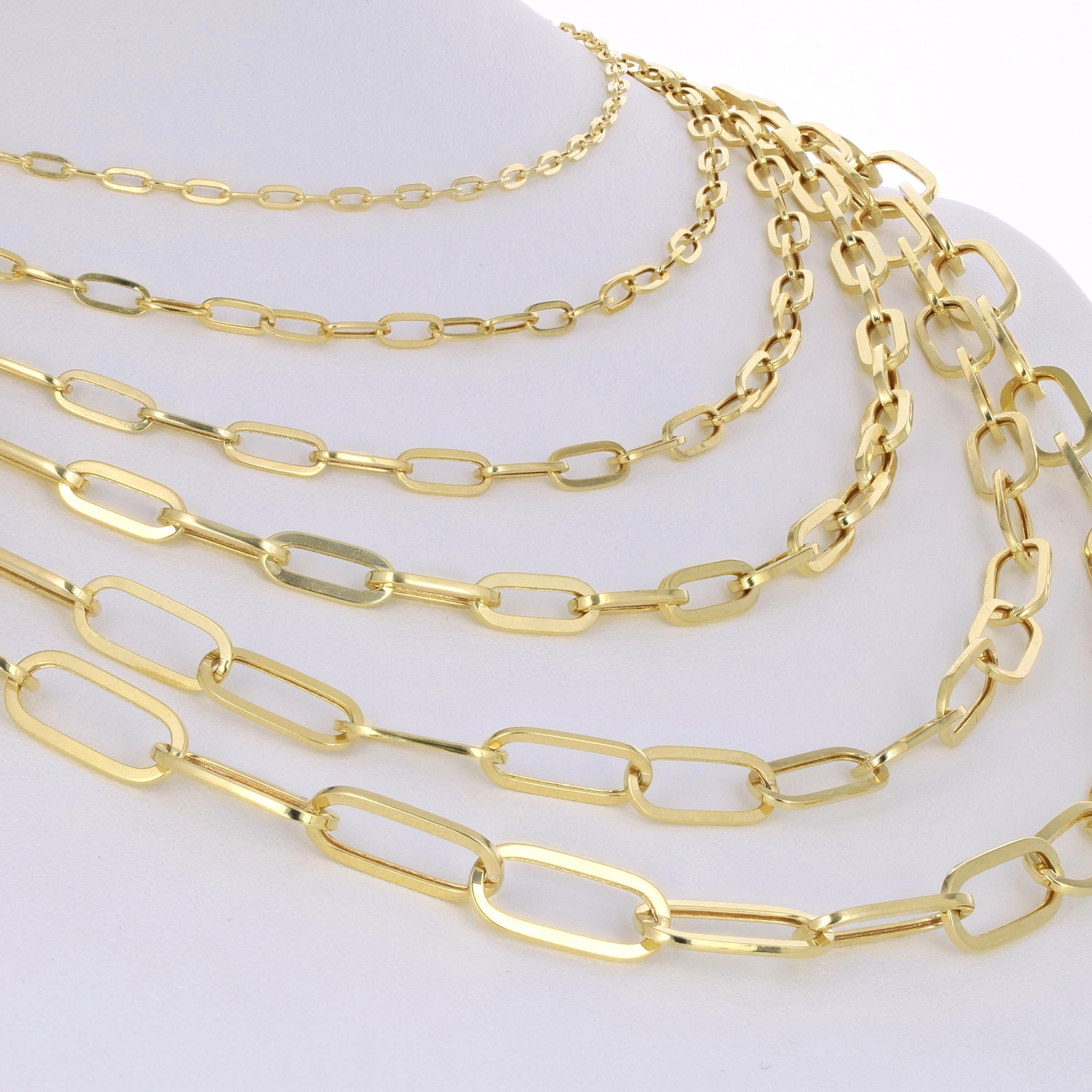 10k Yellow Gold Paperclip 2mm-7mm Chain Cable Rolo Necklace Mens Womens 16″-24″