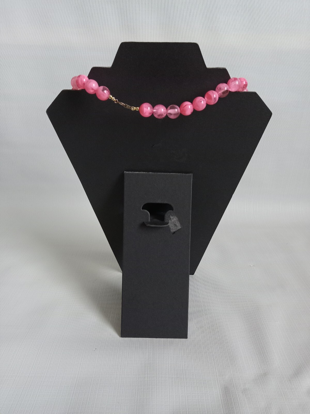 Transparent Bubblegum Pink Round Acrylic Beaded Single Strand Statement Necklace